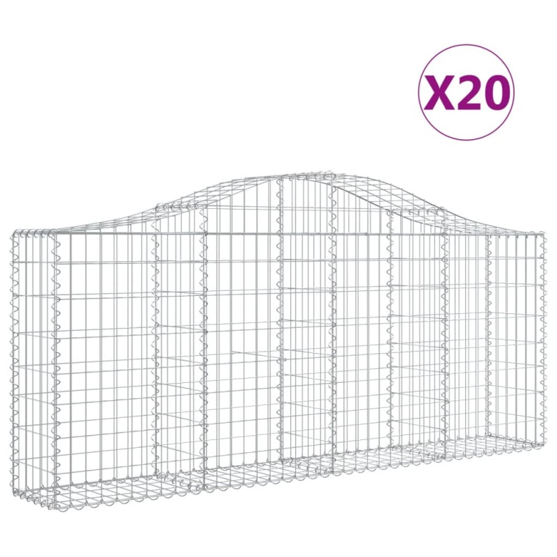 vidaXL Συρματοκιβώτια Τοξωτά 20 τεμ. 200x30x80/100 εκ. Γαλβαν. Ατσάλι