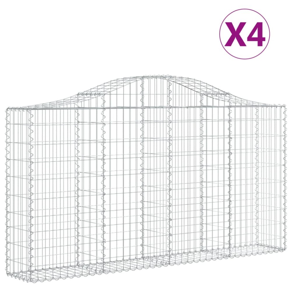 vidaXL Συρματοκιβώτια Τοξωτά 4 τεμ. 200x30x100/120 εκ. Γαλβαν. Ατσάλι