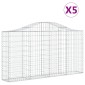 vidaXL Συρματοκιβώτια Τοξωτά 5 τεμ. 200x30x100/120 εκ. Γαλβαν. Ατσάλι