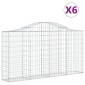 vidaXL Συρματοκιβώτια Τοξωτά 6 τεμ. 200x30x100/120 εκ. Γαλβαν. Ατσάλι