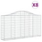 vidaXL Συρματοκιβώτια Τοξωτά 8 τεμ. 200x30x100/120 εκ. Γαλβαν. Ατσάλι