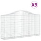 vidaXL Συρματοκιβώτια Τοξωτά 9 τεμ. 200x30x100/120 εκ. Γαλβαν. Ατσάλι