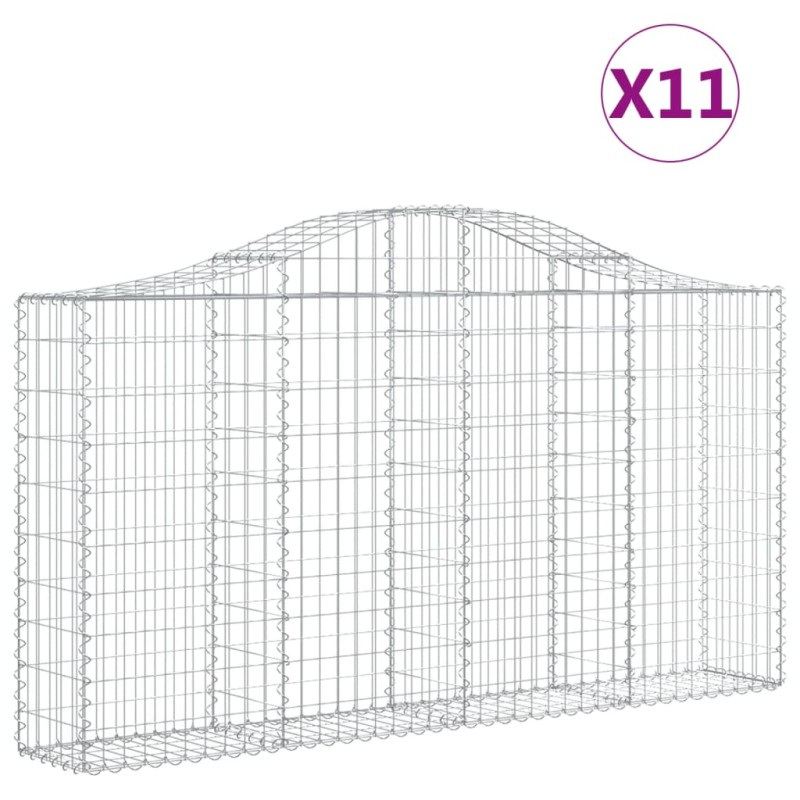 vidaXL Συρματοκιβώτια Τοξωτά 11 τεμ. 200x30x100/120 εκ. Γαλβαν. Ατσάλι