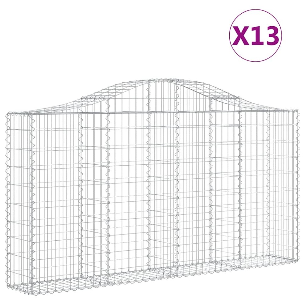 vidaXL Συρματοκιβώτια Τοξωτά 13 τεμ. 200x30x100/120 εκ. Γαλβαν. Ατσάλι