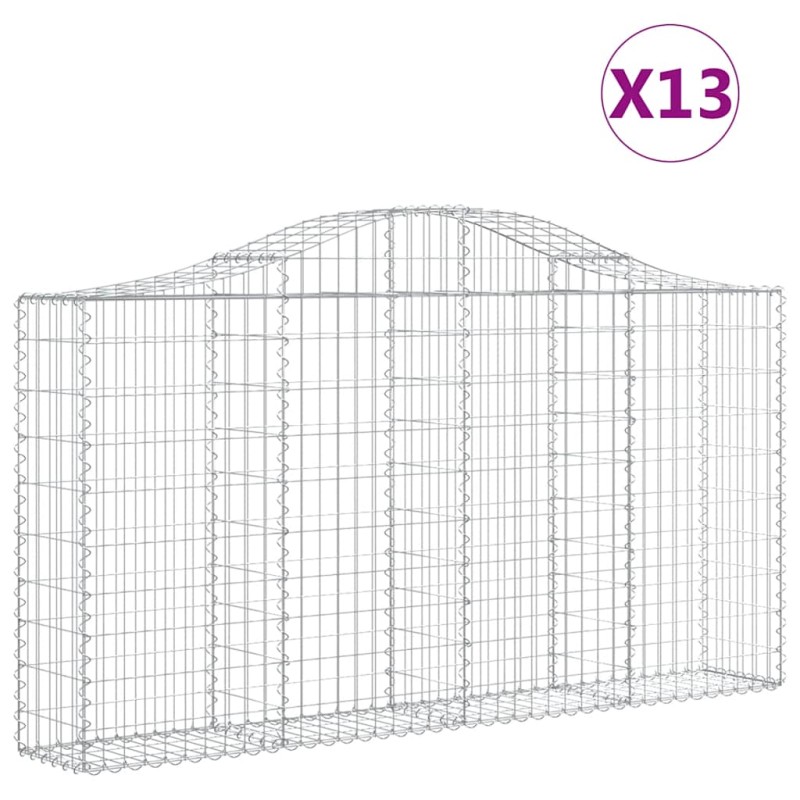 vidaXL Συρματοκιβώτια Τοξωτά 13 τεμ. 200x30x100/120 εκ. Γαλβαν. Ατσάλι