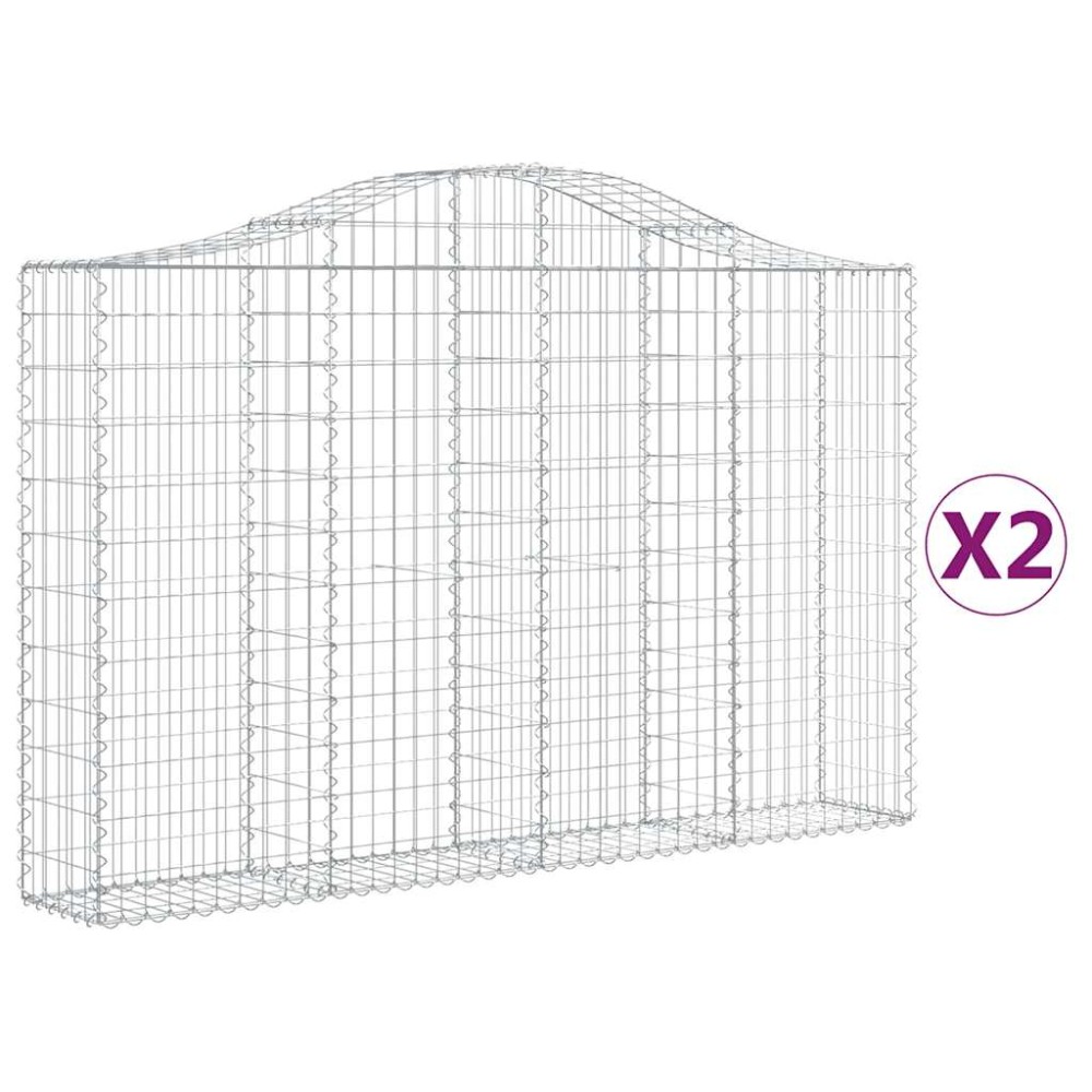 vidaXL Συρματοκιβώτια Τοξωτά 2 τεμ. 200x30x120/140 εκ. Γαλβαν. Ατσάλι