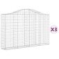 vidaXL Συρματοκιβώτια Τοξωτά 3 τεμ. 200x30x120/140 εκ. Γαλβαν. Ατσάλι