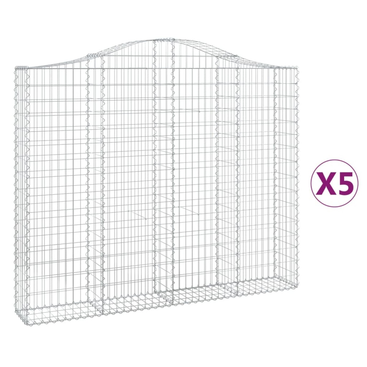 vidaXL Συρματοκιβώτια Τοξωτά 5 τεμ. 200x30x160/180 εκ. Γαλβαν. Ατσάλι