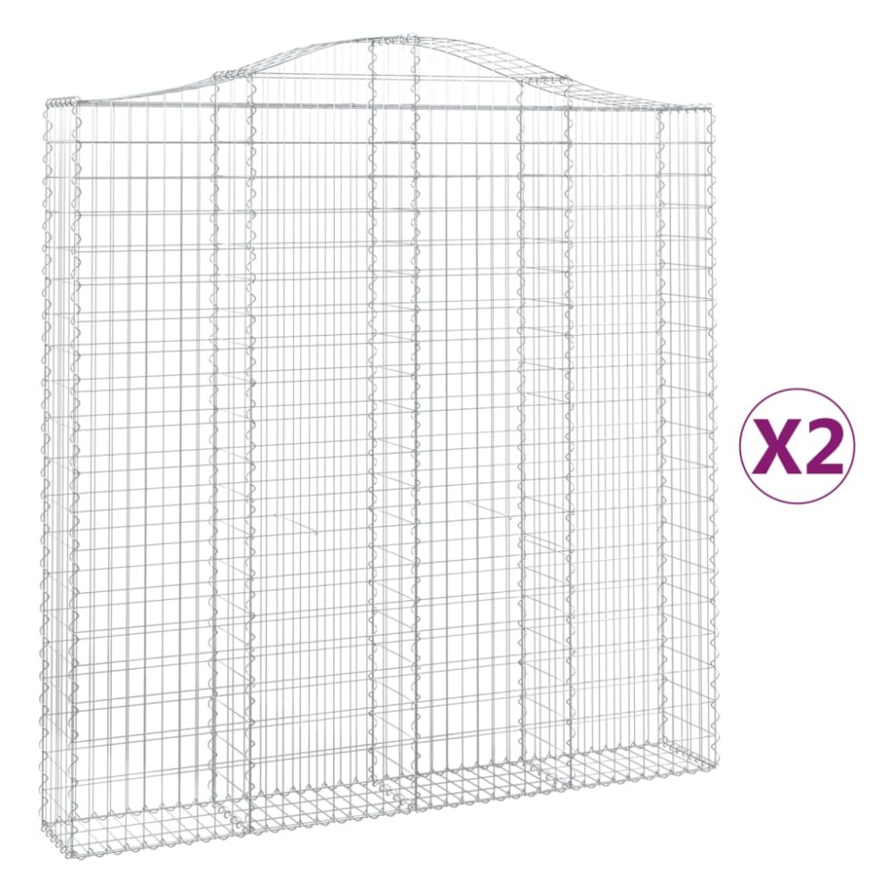 vidaXL Συρματοκιβώτια Τοξωτά 2 τεμ. 200x30x200/220 εκ. Γαλβαν. Ατσάλι