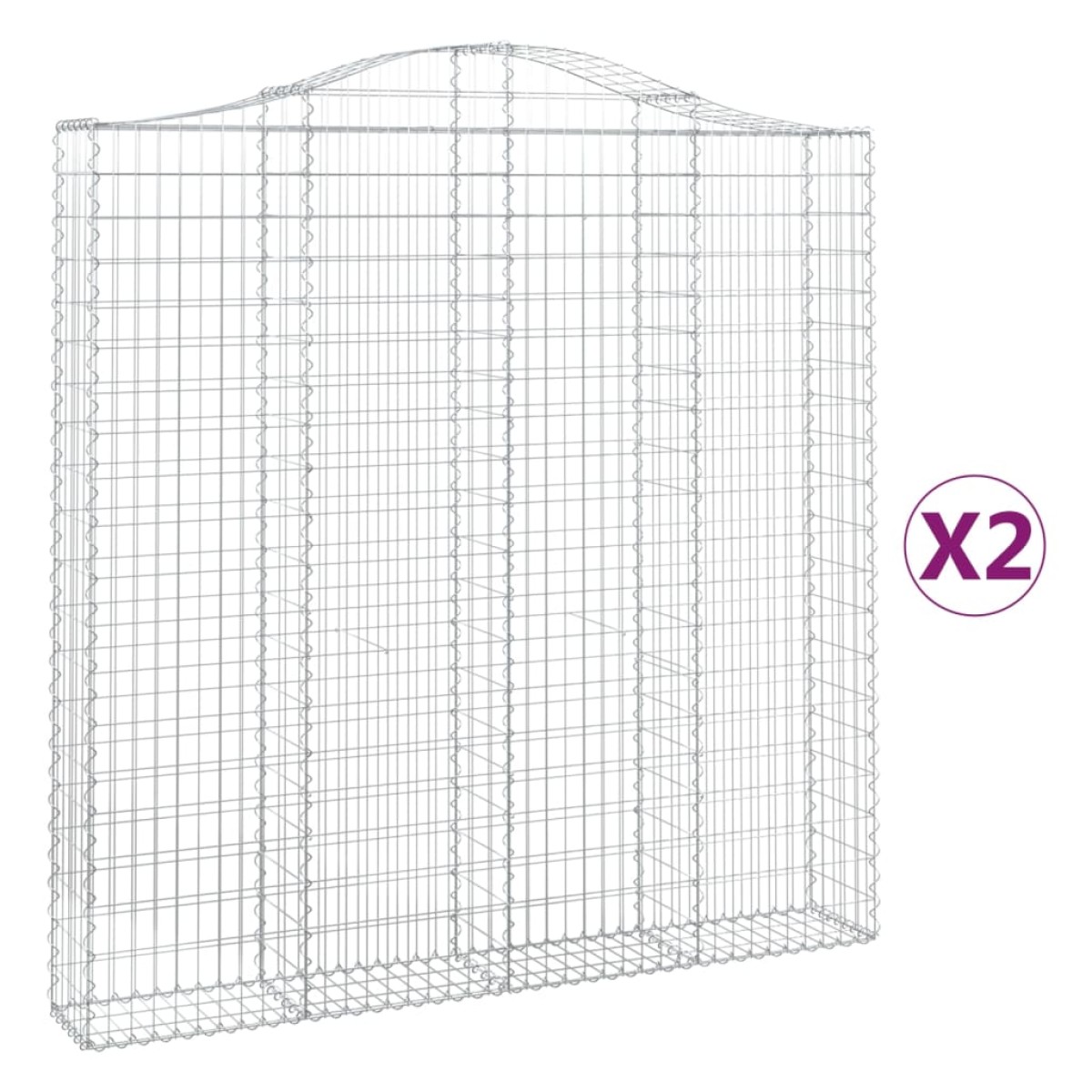vidaXL Συρματοκιβώτια Τοξωτά 2 τεμ. 200x30x200/220 εκ. Γαλβαν. Ατσάλι