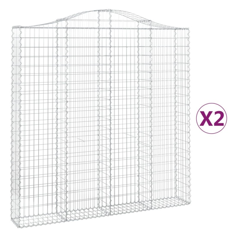 vidaXL Συρματοκιβώτια Τοξωτά 2 τεμ. 200x30x200/220 εκ. Γαλβαν. Ατσάλι