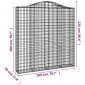 vidaXL Συρματοκιβώτια Τοξωτά 2 τεμ. 200x30x200/220 εκ. Γαλβαν. Ατσάλι