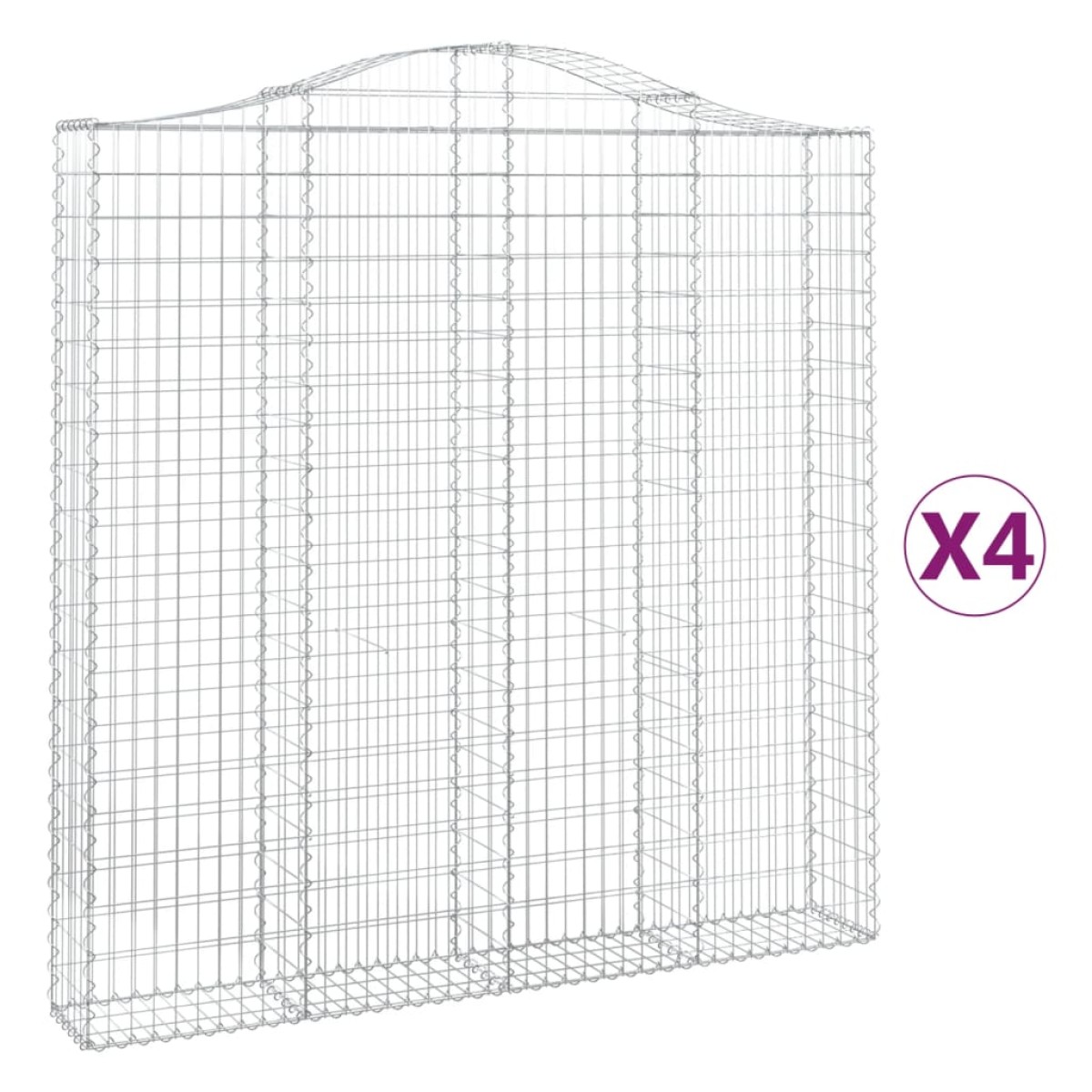 vidaXL Συρματοκιβώτια Τοξωτά 4 τεμ. 200x30x200/220 εκ. Γαλβαν. Ατσάλι
