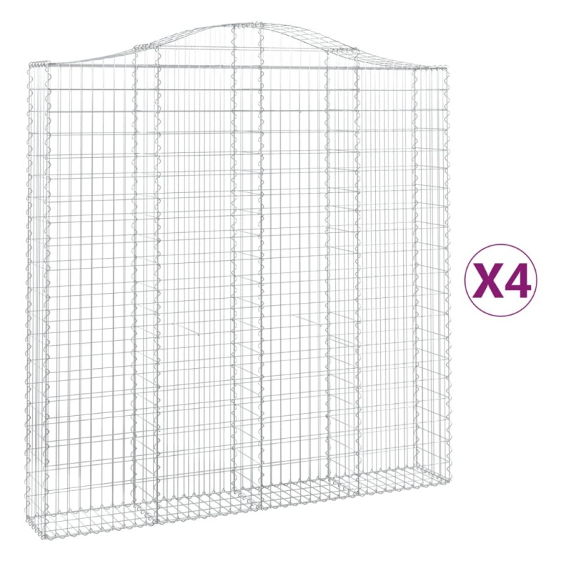 vidaXL Συρματοκιβώτια Τοξωτά 4 τεμ. 200x30x200/220 εκ. Γαλβαν. Ατσάλι