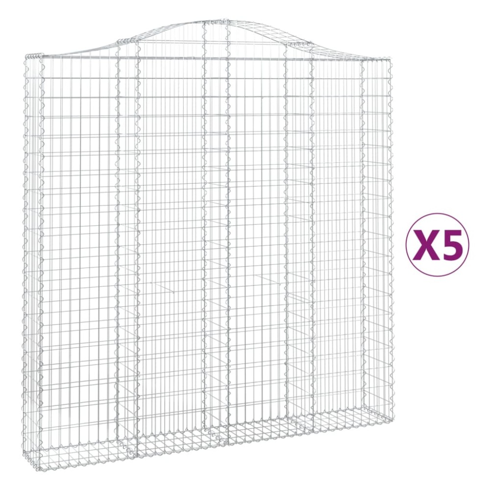 vidaXL Συρματοκιβώτια Τοξωτά 5 τεμ. 200x30x200/220 εκ. Γαλβαν. Ατσάλι