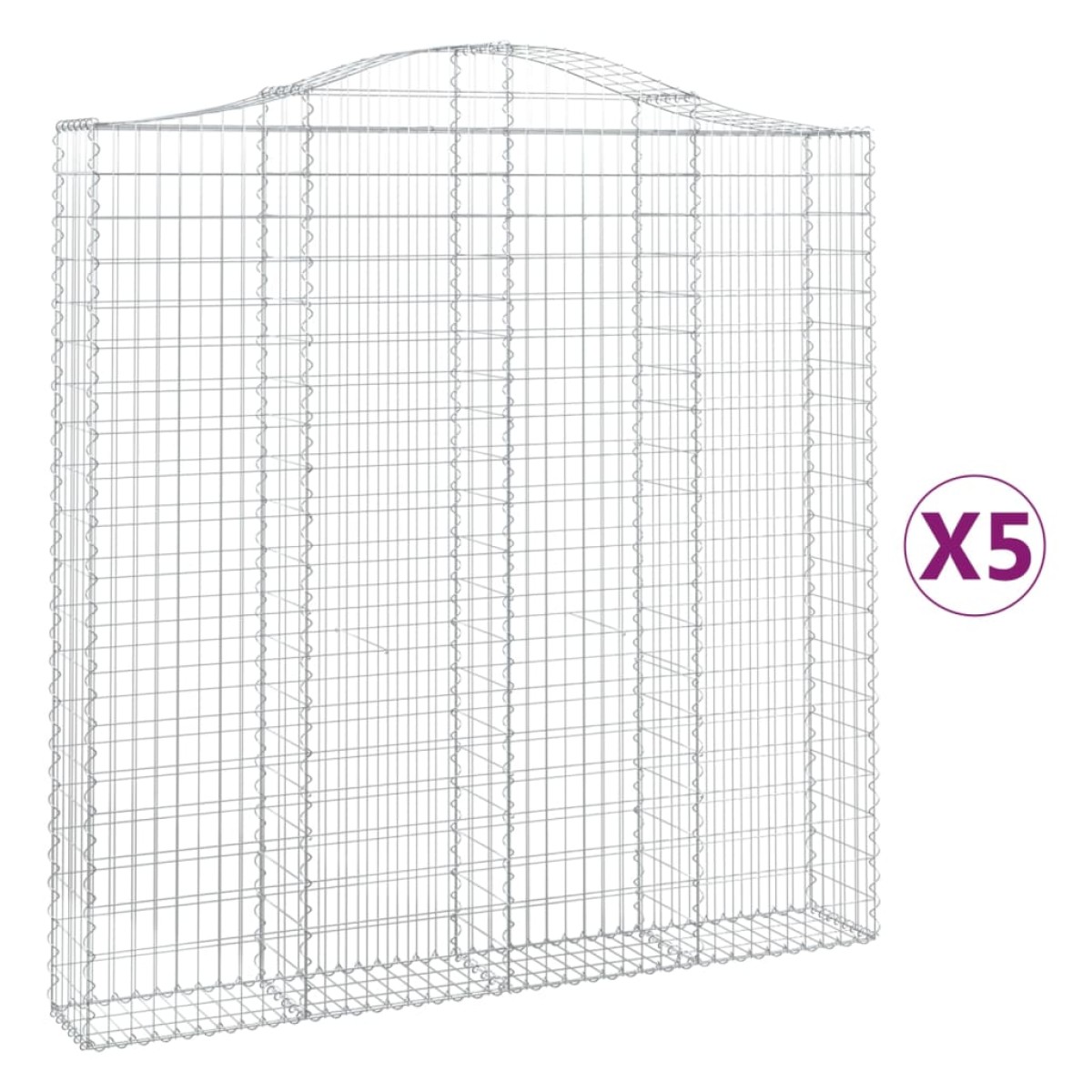 vidaXL Συρματοκιβώτια Τοξωτά 5 τεμ. 200x30x200/220 εκ. Γαλβαν. Ατσάλι