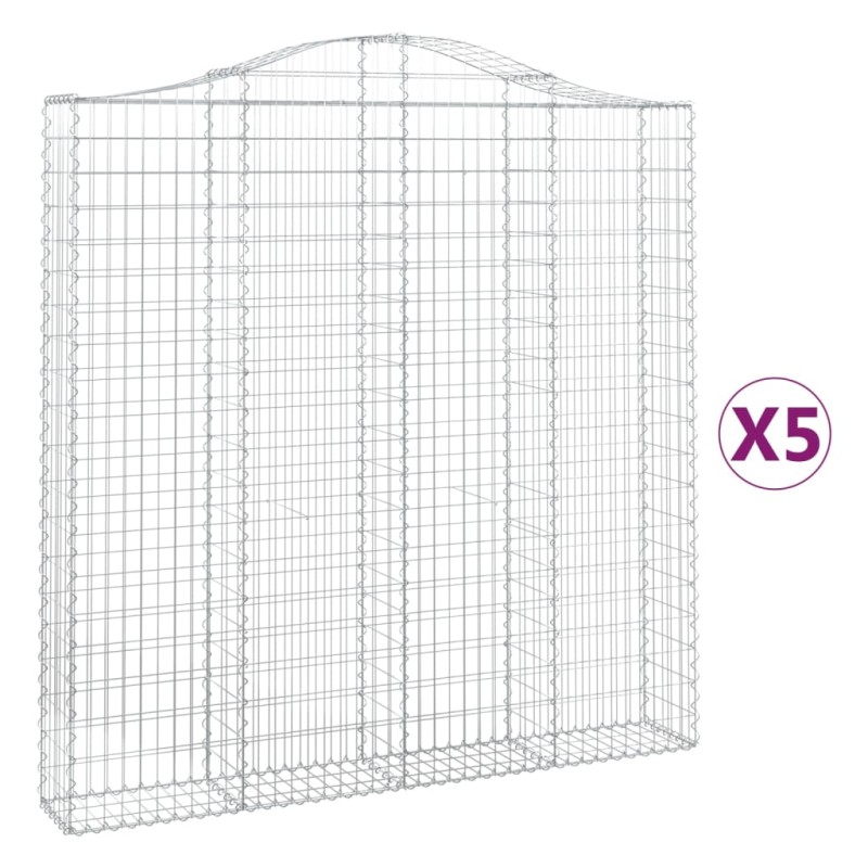 vidaXL Συρματοκιβώτια Τοξωτά 5 τεμ. 200x30x200/220 εκ. Γαλβαν. Ατσάλι