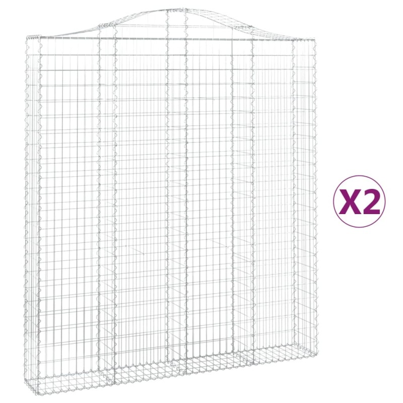 vidaXL Συρματοκιβώτια Τοξωτά 2 τεμ. 200x30x220/240 εκ. Γαλβαν. Ατσάλι
