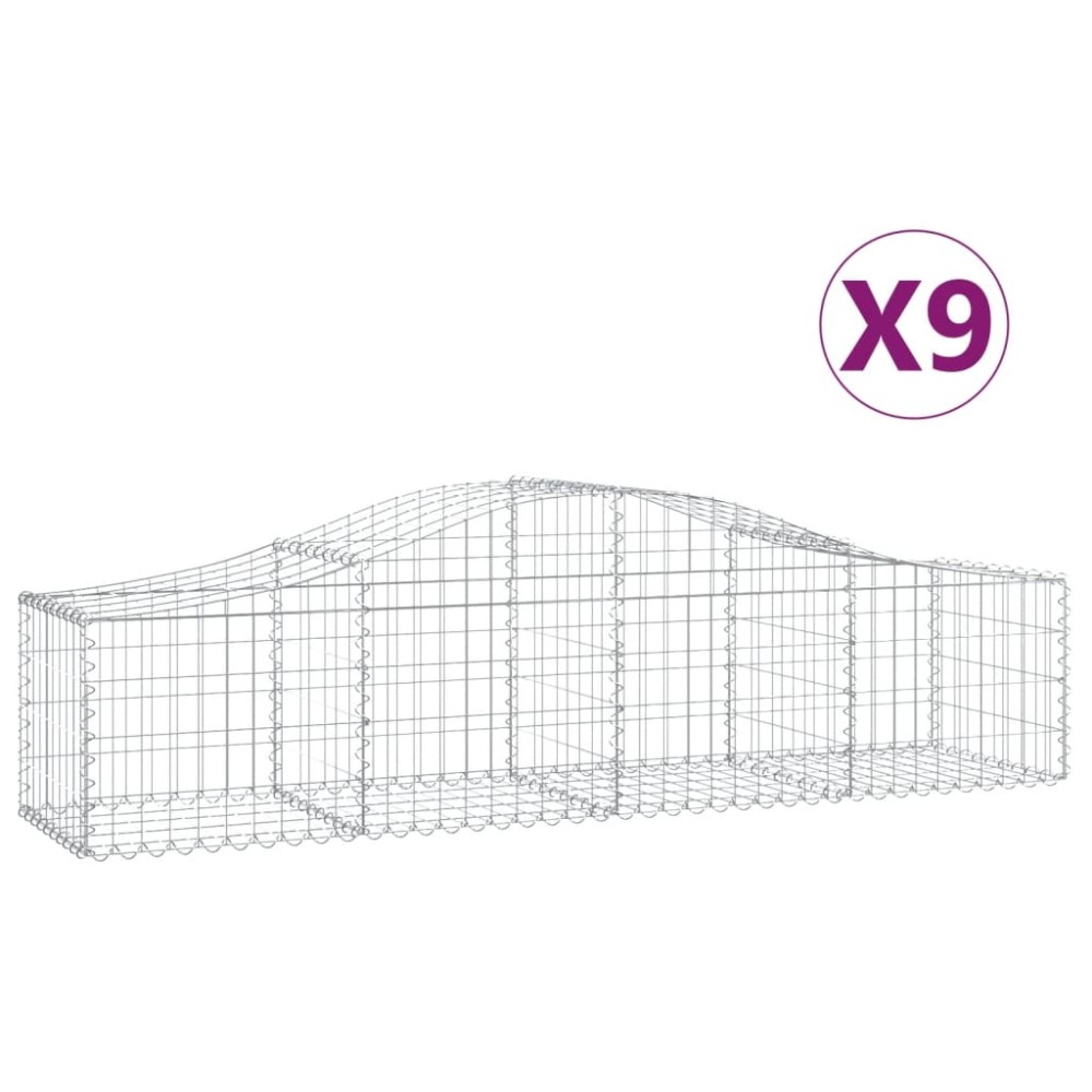 vidaXL Συρματοκιβώτια Τοξωτά 9 τεμ. 200x50x40/60 εκ. Γαλβαν. Ατσάλι