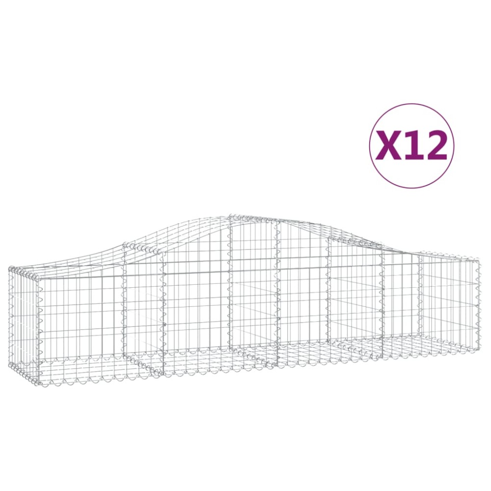 vidaXL Συρματοκιβώτια Τοξωτά 12 τεμ. 200x50x40/60 εκ. Γαλβαν. Ατσάλι