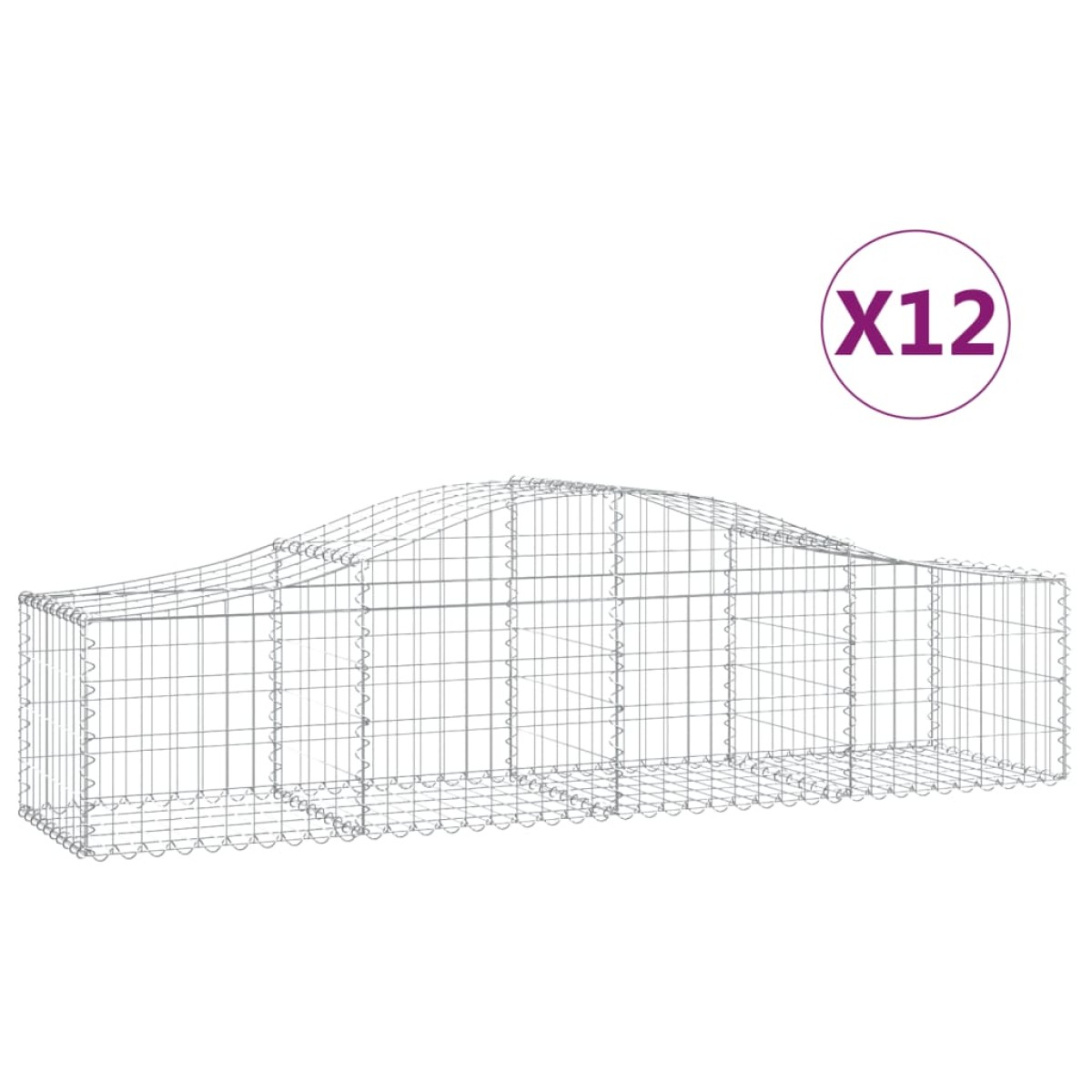 vidaXL Συρματοκιβώτια Τοξωτά 12 τεμ. 200x50x40/60 εκ. Γαλβαν. Ατσάλι