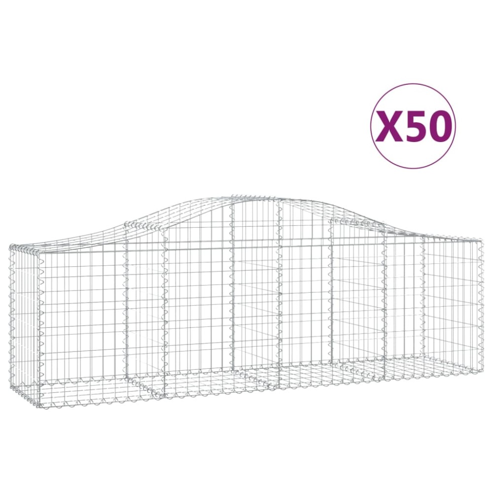 vidaXL Συρματοκιβώτια Τοξωτά 50 τεμ. 200x50x60/80 εκ. Γαλβαν. Ατσάλι
