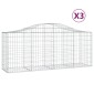vidaXL Συρματοκιβώτια Τοξωτά 3 τεμ. 200x50x80/100 εκ. Γαλβαν. Ατσάλι