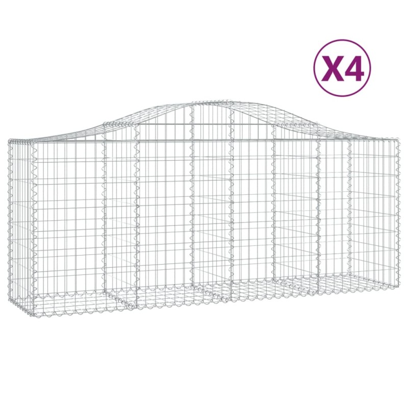 vidaXL Συρματοκιβώτια Τοξωτά 4 τεμ. 200x50x80/100 εκ. Γαλβαν. Ατσάλι