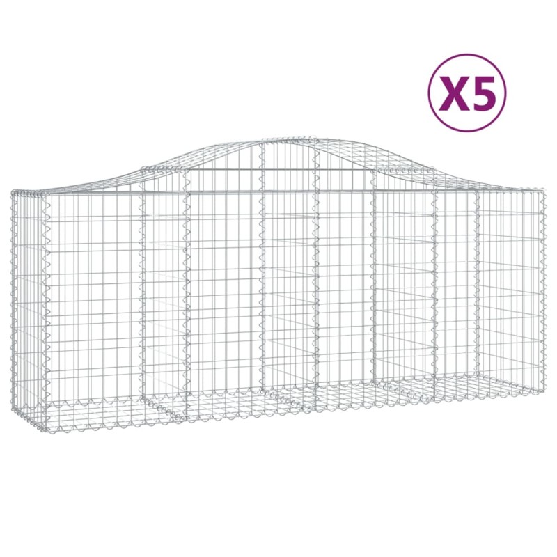 vidaXL Συρματοκιβώτια Τοξωτά 5 τεμ. 200x50x80/100 εκ. Γαλβαν. Ατσάλι
