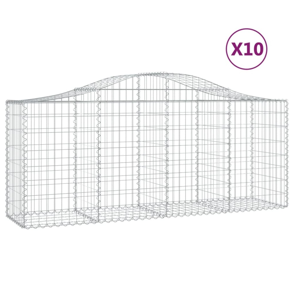 vidaXL Συρματοκιβώτια Τοξωτά 10 τεμ. 200x50x80/100 εκ. Γαλβαν. Ατσάλι
