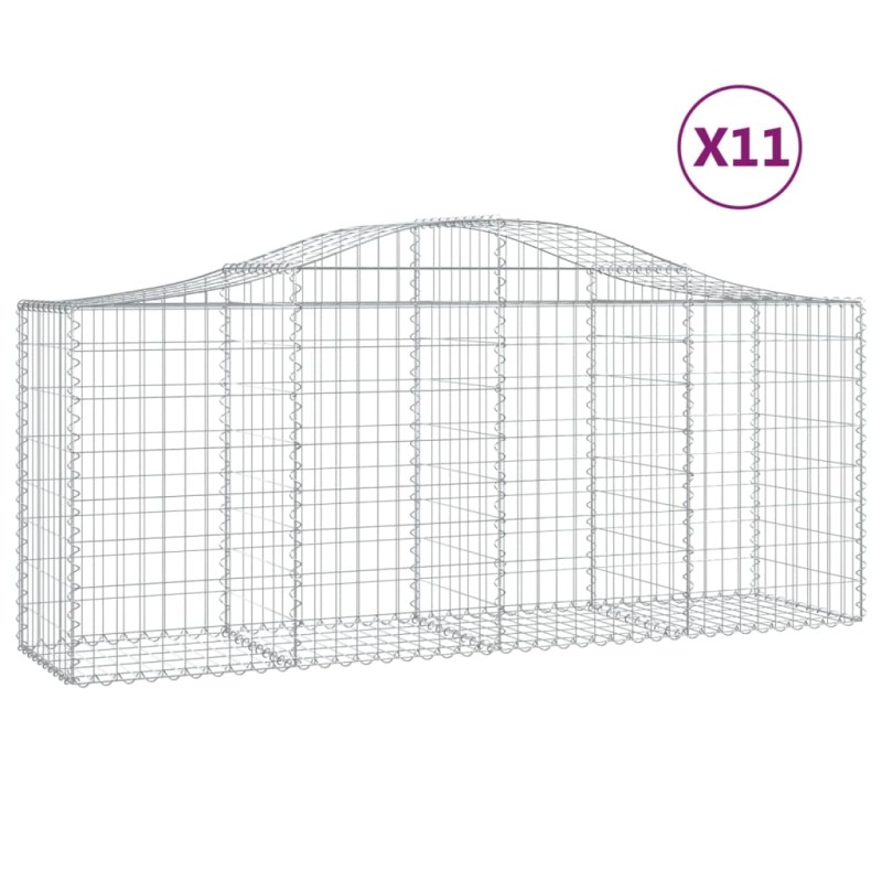 vidaXL Συρματοκιβώτια Τοξωτά 11 τεμ. 200x50x80/100 εκ. Γαλβαν. Ατσάλι