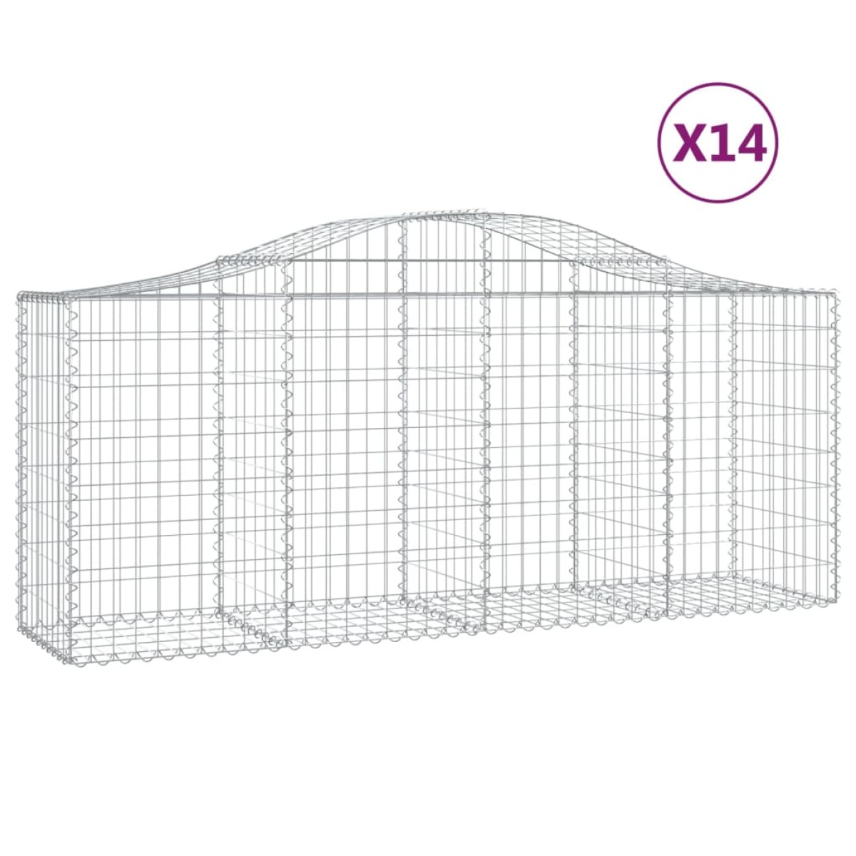vidaXL Συρματοκιβώτια Τοξωτά 14 τεμ. 200x50x80/100 εκ. Γαλβαν. Ατσάλι