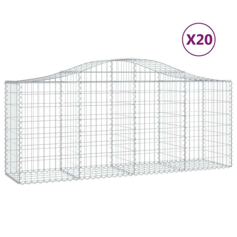 vidaXL Συρματοκιβώτια Τοξωτά 20 τεμ. 200x50x80/100 εκ. Γαλβαν. Ατσάλι