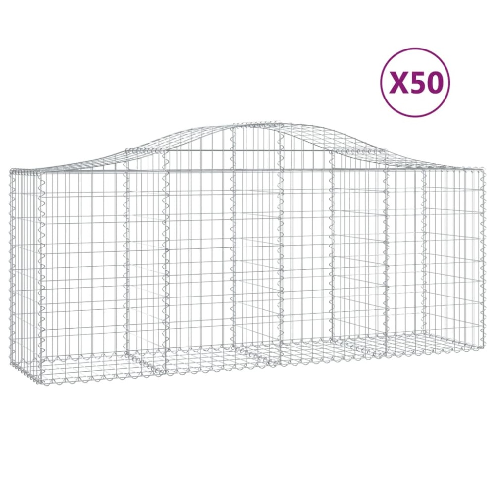 vidaXL Συρματοκιβώτια Τοξωτά 50 τεμ. 200x50x80/100 εκ. Γαλβαν. Ατσάλι