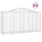 vidaXL Συρματοκιβώτια Τοξωτά 3 τεμ. 200x50x100/120 εκ. Γαλβαν. Ατσάλι