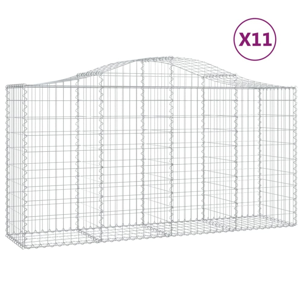 vidaXL Συρματοκιβώτια Τοξωτά 11 τεμ. 200x50x100/120 εκ. Γαλβαν. Ατσάλι