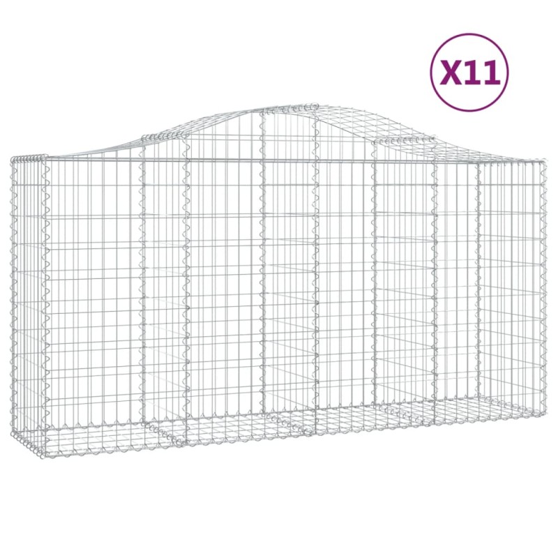 vidaXL Συρματοκιβώτια Τοξωτά 11 τεμ. 200x50x100/120 εκ. Γαλβαν. Ατσάλι
