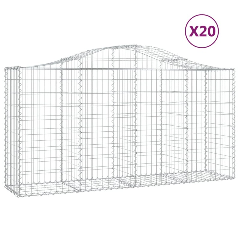 vidaXL Συρματοκιβώτια Τοξωτά 20 τεμ. 200x50x100/120 εκ. Γαλβαν. Ατσάλι