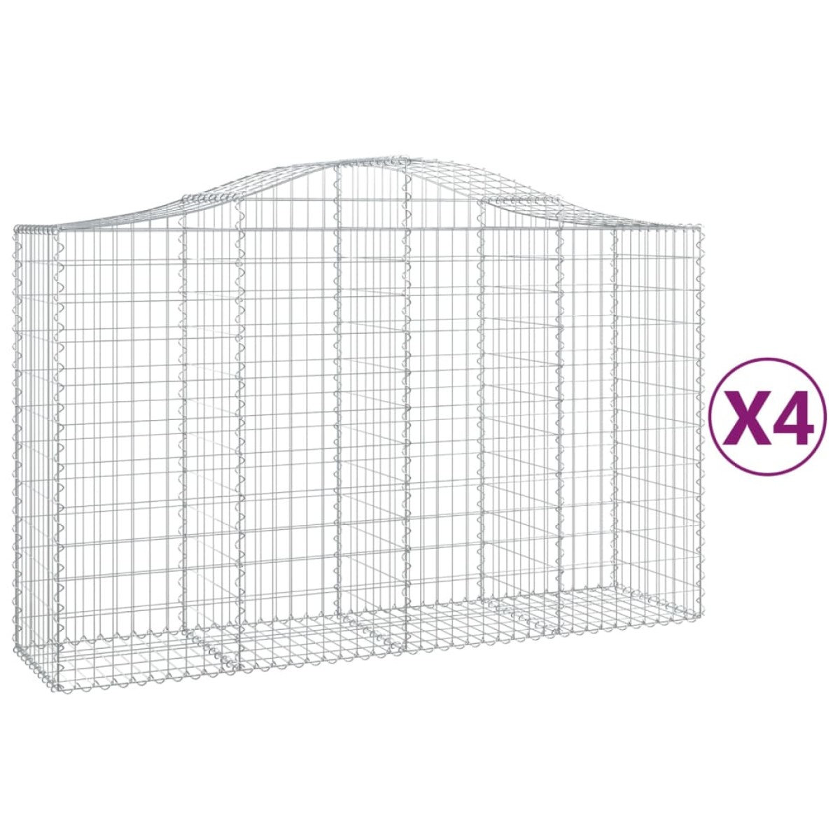 vidaXL Συρματοκιβώτια Τοξωτά 4 τεμ. 200x50x120/140 εκ. Γαλβαν. Ατσάλι