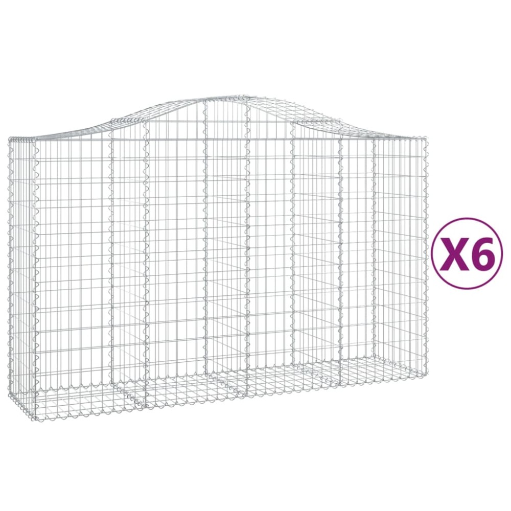 vidaXL Συρματοκιβώτια Τοξωτά 6 τεμ. 200x50x120/140 εκ. Γαλβαν. Ατσάλι