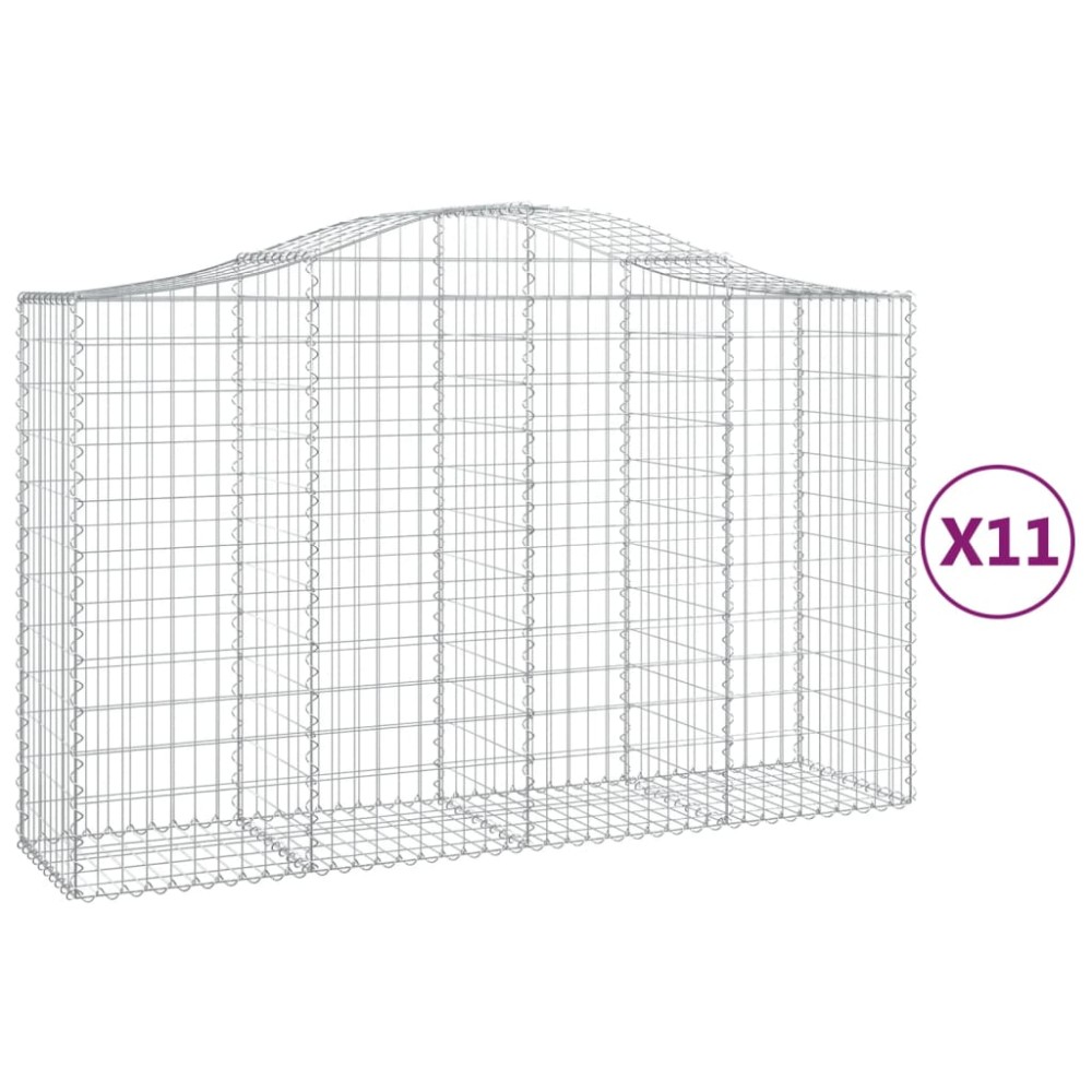 vidaXL Συρματοκιβώτια Τοξωτά 11 τεμ. 200x50x120/140 εκ. Γαλβαν. Ατσάλι
