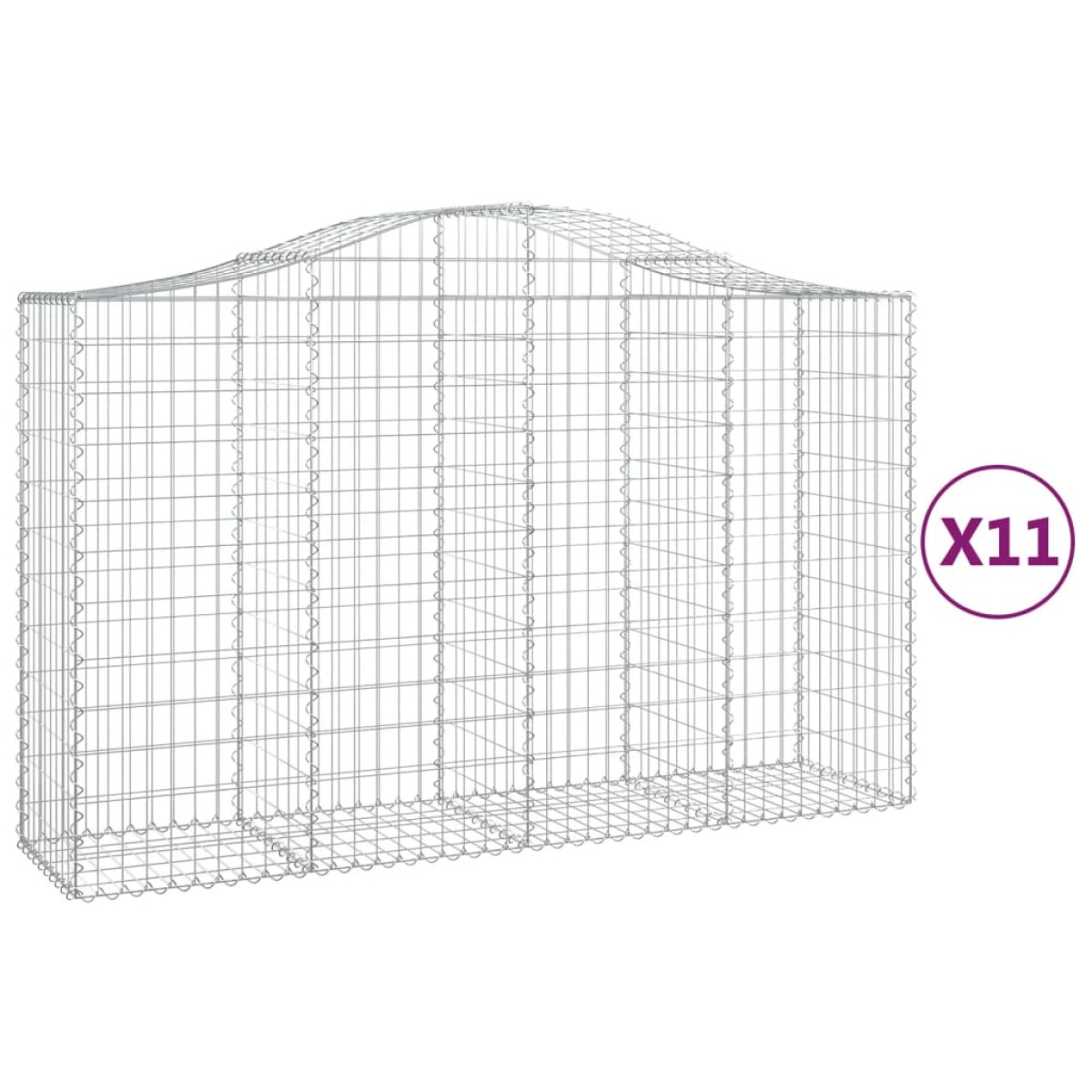 vidaXL Συρματοκιβώτια Τοξωτά 11 τεμ. 200x50x120/140 εκ. Γαλβαν. Ατσάλι