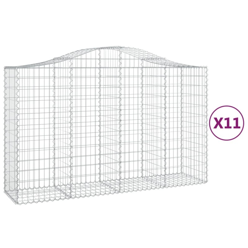 vidaXL Συρματοκιβώτια Τοξωτά 11 τεμ. 200x50x120/140 εκ. Γαλβαν. Ατσάλι