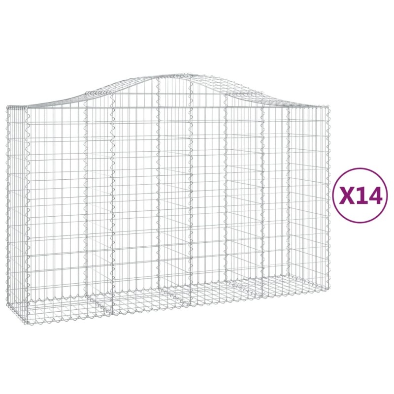 vidaXL Συρματοκιβώτια Τοξωτά 14 τεμ. 200x50x120/140 εκ. Γαλβαν. Ατσάλι