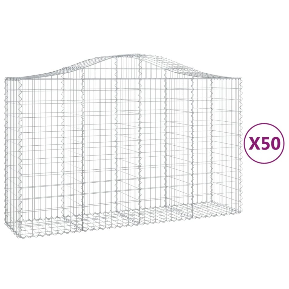 vidaXL Συρματοκιβώτια Τοξωτά 50 τεμ. 200x50x120/140 εκ. Γαλβαν. Ατσάλι