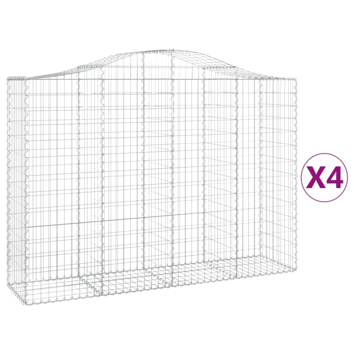 vidaXL Συρματοκιβώτια Τοξωτά 4 τεμ. 200x50x140/160 εκ. Γαλβαν. Ατσάλι