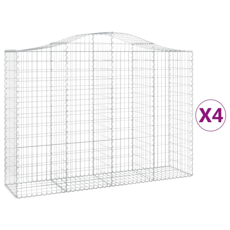 vidaXL Συρματοκιβώτια Τοξωτά 4 τεμ. 200x50x140/160 εκ. Γαλβαν. Ατσάλι