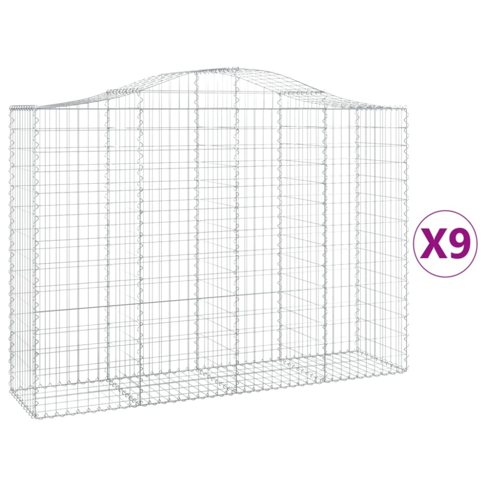 vidaXL Συρματοκιβώτια Τοξωτά 9 τεμ. 200x50x140/160 εκ. Γαλβαν. Ατσάλι