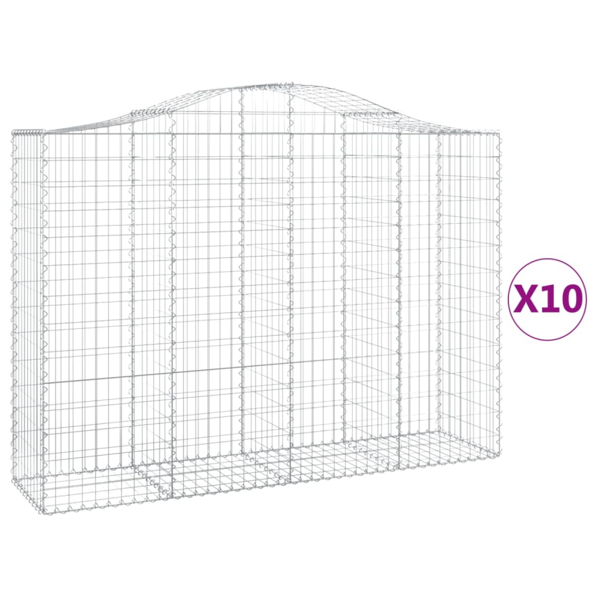 vidaXL Συρματοκιβώτια Τοξωτά 10 τεμ. 200x50x140/160 εκ. Γαλβαν. Ατσάλι