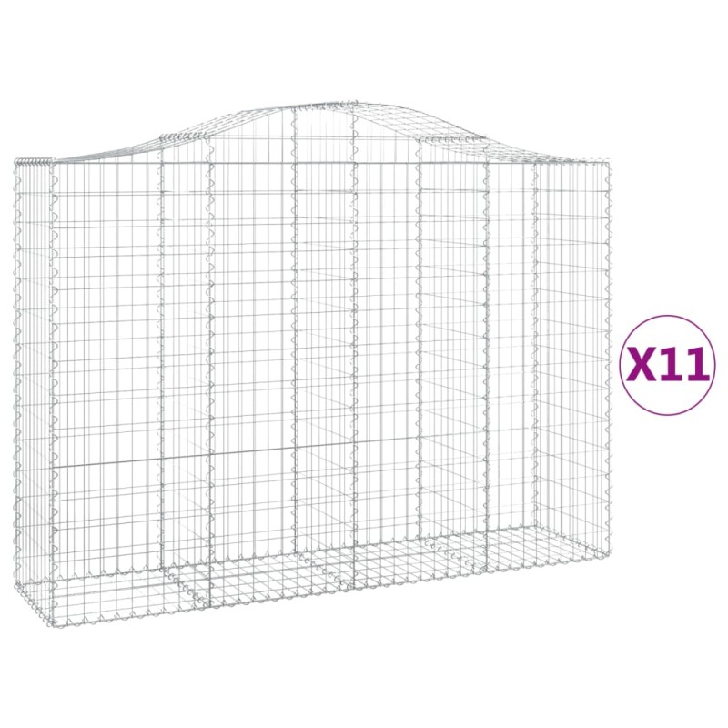 vidaXL Συρματοκιβώτια Τοξωτά 11 τεμ. 200x50x140/160 εκ. Γαλβαν. Ατσάλι